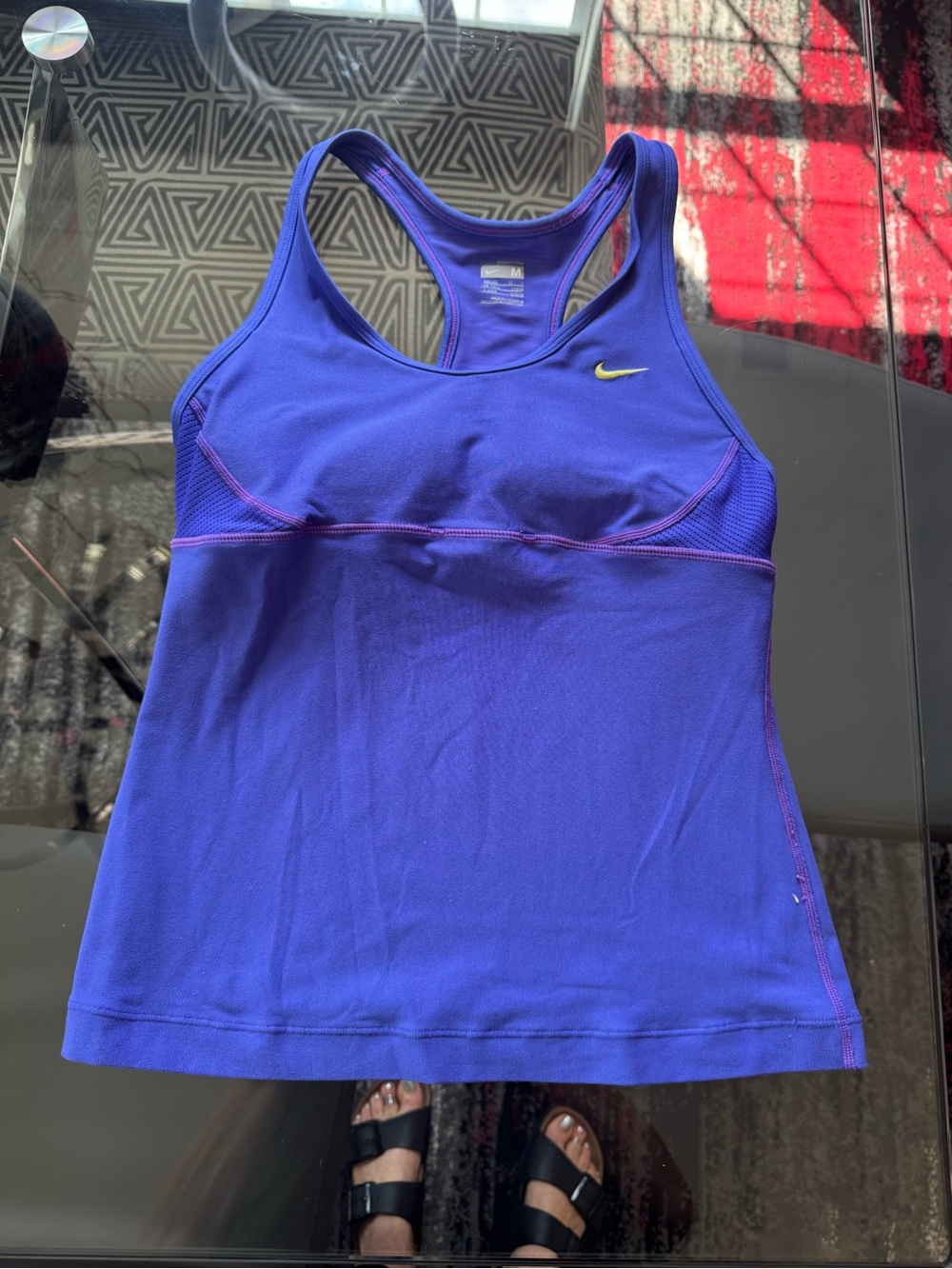 Nike Purple Racerback Tennis Tank with Yellow Swoosh